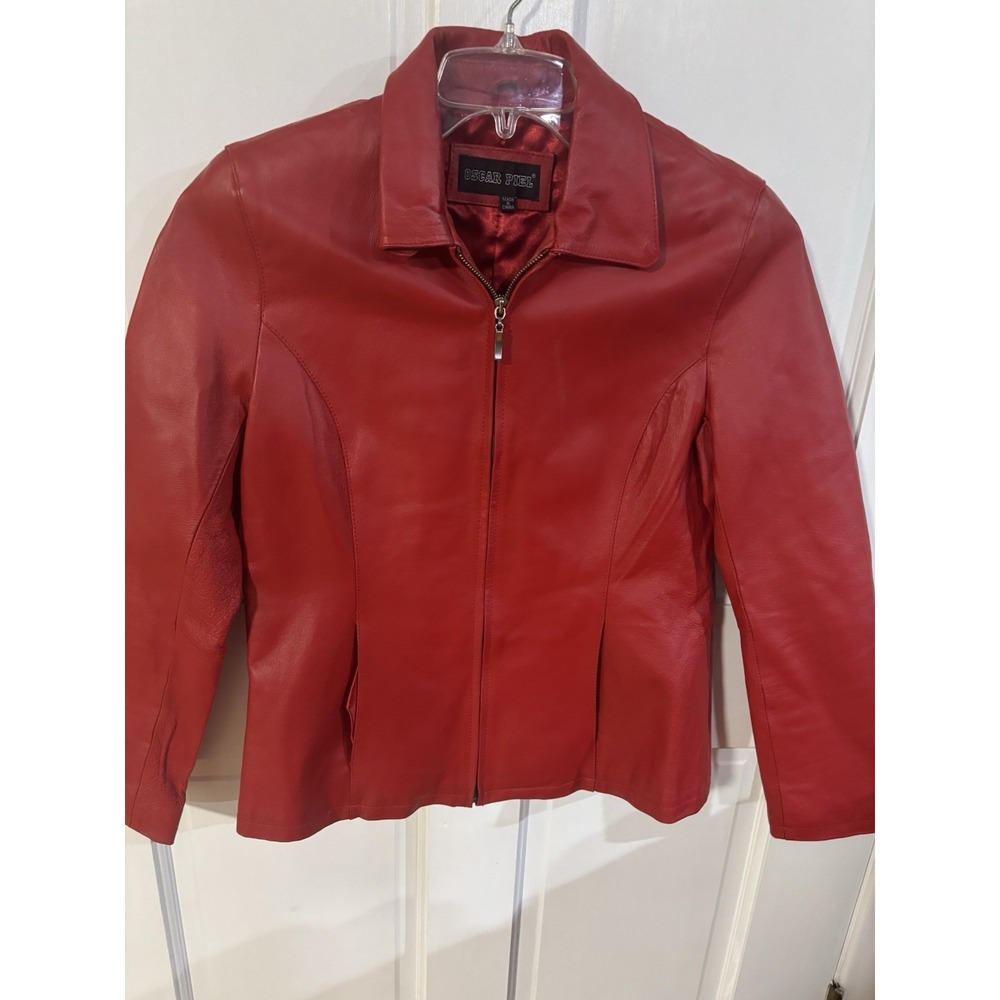Oscar piel leather jacket Red‎